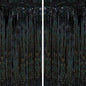 2 Pack Laser Black Tinsel Foil Fringe Curtains, Black Party Decorations, Metallic Tinsel Party Streamers Backdrop for Birthday Halloween Masquerade New Years Gatsby 1920s Party Decorations