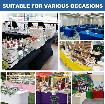 Table Cloths for 6 Foot Rectangle Tables-8 Pack Black Fitted Stretch Table Cover-Spandex Elastic 6ft Folding Tablecloth for Party Vendor Booth Display Banquet Buffet Event Craft Trade Show