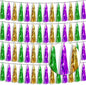 4P Gold Green Purple Foil Fringe Tassel Banner Garland Metallic Tinsel Streamers Wall Hanging Curtain Backdrop Banner for Parade Floats, Graduation 2024, Carnival Mardi Gras Party Decorations