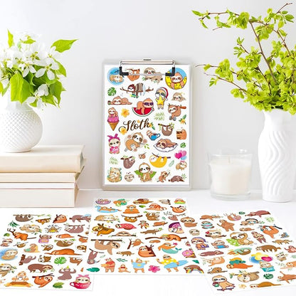 Cute Sloth Stickers Wild Jungle Forest Animal Decal Sticker 770 Counts Party Gifts Goodie Bags Decor Rewards Wild Life Birthday Party Favors Waterproof Water Bottle Laptop Invitation Stickers Decor