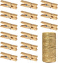 Mini Wooden Clothespins With Jute Twine, 100pcs, 1.4 Inch Photo Paper Peg Pin Craft Clips With 320ft Twine for Scrapbooking, Arts & Crafts, Hanging Photos (Natural Color)