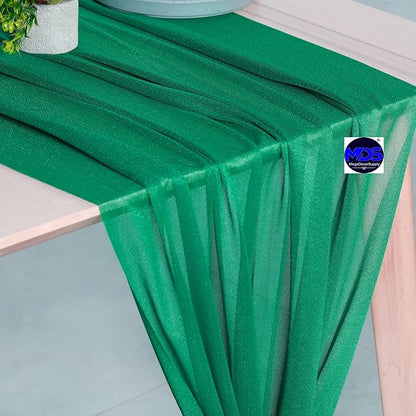 MDS Halloween Chiffon Table Runner - 5 Pack, 29 x 170 Inches, 14ft Each - Sheer Spooky Table Runners for Haunted House Parties, Trick-or-Treat Tables, Witchy Décor, Wedding & Events - Emerald Green