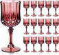 Ciaell 24PCS Burgundy Plastic Wine Glasses - 7 Oz Plastic Goblets for Party - Burgundy Vintage Drinking Glasses - Disposable Water Goblets Set for Wedding, Bar, Wine, Beer, Juice & Christmas