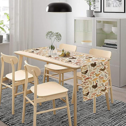 Mushroom Table Runner,Retro Natural Plant Famhouse Table Runner for Kitchen Dining Table Home Party Decoration 13x72 Inch