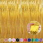 Crosize 4 Pack 3.3 x 9.9 ft Gold Foil Fringe Curtains Party Decorations, Gold Tinsel Curtain Backdrop for Parties, Door Streamers, Glitter Streamer Fringe Backdrop for Birthday Decoration