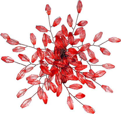 Christmas Napkin Rings Set of 6 for Dining Table Decoration Parties Everyday Metal Napkin Holder Leaf Red (Pack of 6)