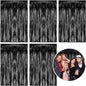 5 Pack Foil Curtain Backdrop Black Metallic Tinsel Foil Fringe Curtains Photo Booth Props for Birthday Wedding Engagement Baby Shower Bachelorette Christmas Holiday Celebration Party Decorations