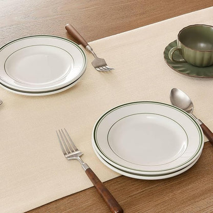 ZeeMart Linen Textured Border Table Runner, 14 x 48 Inch Cream, Farmhouse Style Cream Table Runners 48 Inches Long, Easy Care Everyday Polyester Table Runner