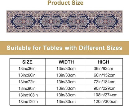 Vintage Boho Floral Table Runner, French Rustic Country Farmhouse Purple Golden Bohemia Flower Pattern for Home Kitchen Table Decor Dining Coffee Room Party Decor 13x36in