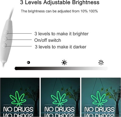 Neon Sign for Wall Decor No Drugs Marijuana Beer Bar Home Art Neon Light LED Neon Lights Signs with Dimmer for Man Cave Wall Sign