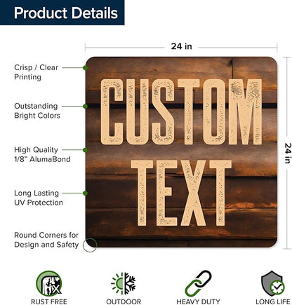 Custom Sign, Custom Street Sign, 11 Font Colors, 13 Font Styles, 4 Hole Options, 22 Sizes, 24x24 Inches, Rust Free DiBound, Fade Resistant, Made in USA by My Sign Center (Vintage Wood)