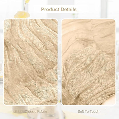 10 Pack Nude Cheesecloth Table Runner 35x120 Inch 10Ft Rustic Gauze Cheese Cloth Table Runner Sheer Cheesecloth Table Runners for Wedding Party Bridal Shower Decoration