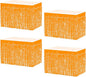 4P Wavy Metallic Tinsel Foil Fringe Table Skirts for Rectangle Tables Backdrop Garland Curtains for Parade Floats Wedding Birthday Parties Decoration Graduation 2025 Christmas (Makaron Orange)