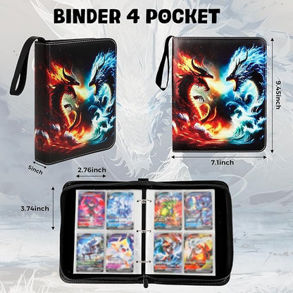 Premium Exo-Tec 4-Pocket Trading Card Binder - 400 Side Loading Pockets for TCG, Board Games & Collectibles - Durable Water-Resistant Card Album with Secure Zip Closure