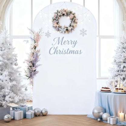 6FT White Arch Backdrop Cover - Polyester Fitted Wedding Arch Stand Covers Round Top Chiara Arch Backdrop Cover for Birthday Party Banquet Photo Background Decoration