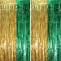 2 Pack Green and Gold Foil Fringe Backdrop Curtains, Tinsel Streamers Party Decorations, Fringe Backdrop, Door Shimmer for Graduation or Birthday Party