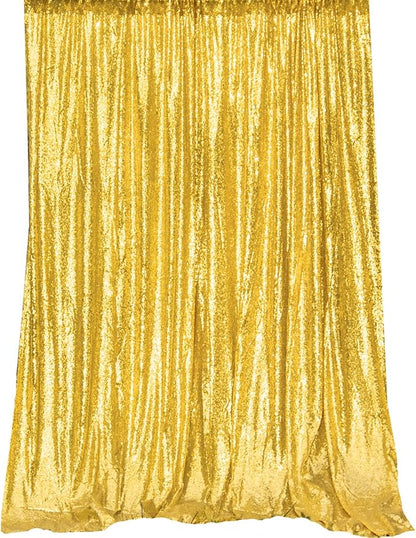 JYFLZQ Gold Sequin Backdrop Curtains 8ft x 8ft 1 Panel Glitter Photo Booth Backdrops Sparkly Photography Background Drapes for Parties Wedding Bridal Showers