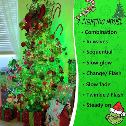 YEGUO 165ft 500 LED Halloween Lights Outdoor Waterproof, Green String Lights Indoor Plug in, 8 Modes Clear Wire for Halloween Holiday Home Tree Garden Patio Decor