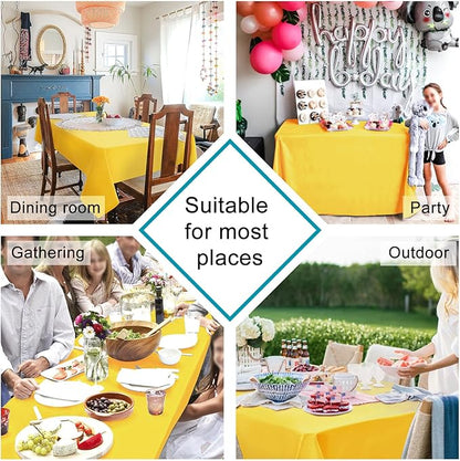 Hiasan Yellow Tablecloth for Rectangle Tables - Waterproof and Spillproof Washable Fabric Table Cloth for Dining Room Kitchen Party, 60 x 120 Inch