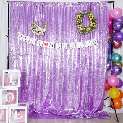 Poise3EHome 10Ft x 10Ft Lavender Sequin Backdrop, Glitter Thick Satin Sequin Background Drapes, Sparkly Opaque Photography Curtain Backdrop for Wedding Party Holiday Festival Decor