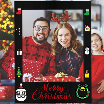32 x 24 Inch Large Blank DIY Photo Booth Props Picture Frame Party Frame DIY Photo Booth Props Selfie for Birthday, Graduation, Christmas Holiday Party(Black,Vertical)