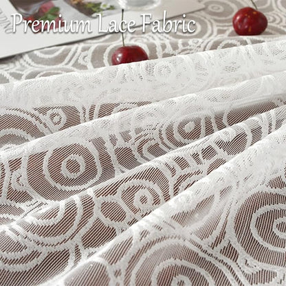 Jeloris Round Lace Tablecloth with Elegant Scalloped Bottom for Any Special Event Such as Wedding, Birthday Party, Baby Shower, Anniversary (78 inch, Style 7)