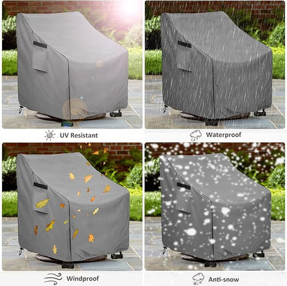 Outdoor Swivel Chair Cover 2 Pack,Outdoor Furniture Patio Chair Covers Waterproof Clearance,(35" W x 37" D x 38.5" H) Outdoor Lawn Patio Furniture Covers,Grey