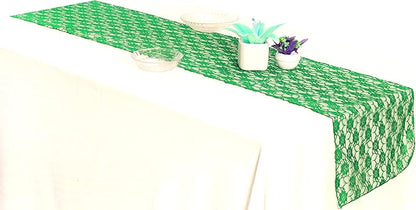 MDS Pack of 12 Wedding 12 x 108 inches Satin Table Runner for Wedding, Decorations for Birthday Parties, Banquets, Graduations, Engagements, Runners fit Rectangle, Round Table- Green