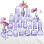 Glass Bud Vases 24 in Bulk, Small Purple Vase Glass Vases for Flowers Modern Ribbed Colored Bud Vase for Decor Wedding Flower Vase in Bulk Vintage Decor Bridal Shower Centerpieces Home Decoration