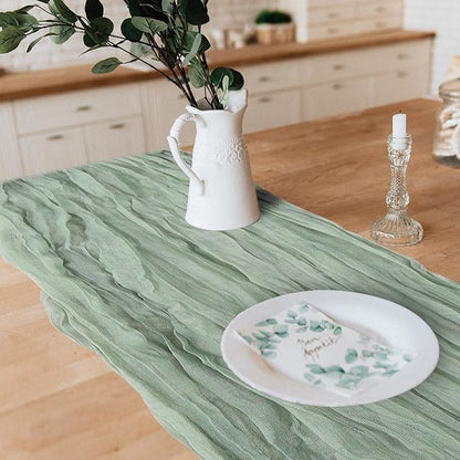 6 Pack Cheesecloth Table Runner 10Ft Christmas Gauze Boho Table Runners for Wedding Decor Bridal Shower Decorations Baby Shower Party(35" x 120")