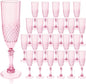 Plastic Champagne Flutes, 24PCS Pink Wine Glasses Goblets Cups Reusable Flute, for Weddings Bachelor Parties Toasting and Events (24, Pink)