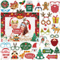 HOWAF 30 Pcs Christmas Photo Booth Props - Merry Christmas Paper Photo Frame, Funny Santa & Gingerbread Photo Props for Xmas Holiday Party Decoration, Selfie Frame Props