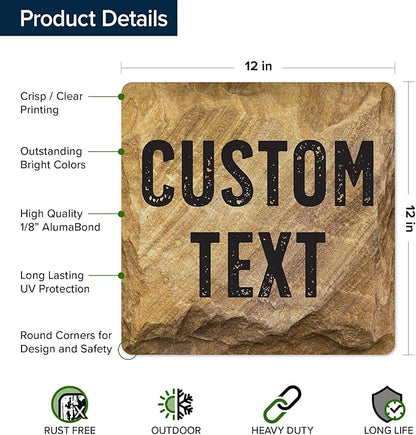 Custom Sign, Custom Street Sign, 11 Font Colors, 13 Font Styles, 4 Hole Options, 22 Sizes, 12x12 Inches, Rust Free DiBound, Fade Resistant, Made in USA by My Sign Center (Stone)