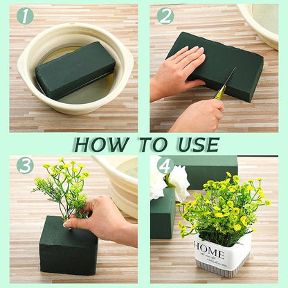 Marsui 30Pcs Floral Foam Blocks Dry and Wet Florist Foam Brick Flower Arrangements Supplies for Fresh and Artificial Flowers Craft Plant Filler Decoration, Green(9 x 4 x 3 Inch)