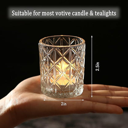 24pcs Clear Votive Candle Holders 2x2.5inch - Glass Candle Holder in Bulk for Table Wedding Centerpieces, Tea Lights Candle Holder for Wedding Party Holiday Decor (Clear,24)