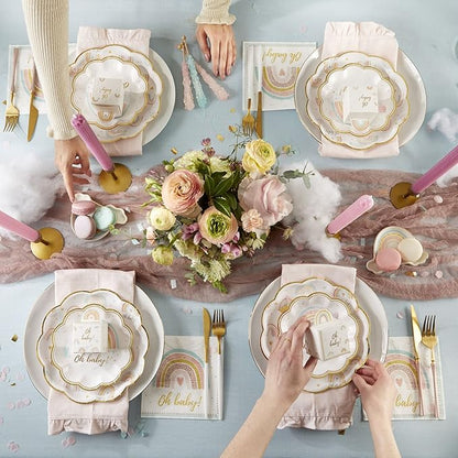 Kate Aspen Boho Rainbow Baby Shower Decorations, One Size, 62 Pc Party Tableware Kit
