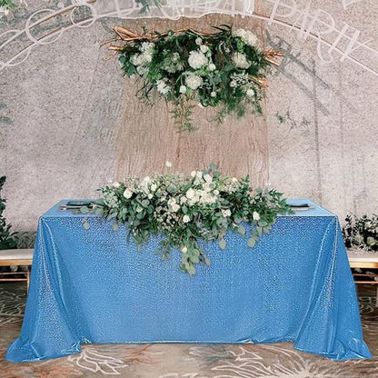 Fitable Sequin Tablecloth for Parties 60x102 Inch - Sparkle Glitter Table Cloth Laser Rectangle Overlay for Wedding Baby Shower Ceremony Birthday Holiday Banquet Decor, Blue