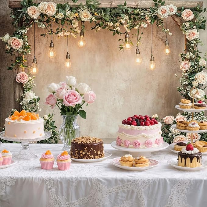 5x4ft Country Wedding Photography Backdrop Floral Rustic Roses Farmhouse Wooden Door Backdrop Pink Flower Birthday Baby Shower Wedding Bridal Party Banner Photo Booth Props Anniversary Background