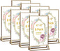 8 Pack Acrylic Sign Holder 4x6 Gold Frames, Wedding Table Number Holders Double Sided Vertical Clear Display Stand, Picture Holders for Tables, Menus, Flyers, Party and Office Decor