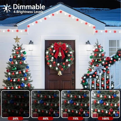 43FT 100LED Connectable Christmas String Lights Indoor Outdoor - Red and White Fairy Lights Plug in with Remote & 8 Modes, Globe Twinkle Light for Christmas Decorations Bedroom Room Tree Party