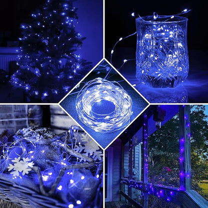 8 Pack Blue Fairy Lights 7Ft 20 LED Twinkle String Lights 3 Modes Battery Operated Waterproof Firefly Starry for Mason Jar Party Wedding Christmas Valentines Day Table Centerpieces