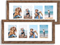 8x20 Picture Frame Set of 2, Rustic Brown Wood Frame with Tempered Glass Collage Frame, Display Pictures Four 4x6 With Mat or 8 x 20 Without Mat - Horizontal or Vertical Wall Mounting