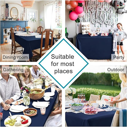 Hiasan Navy Blue Tablecloth for Rectangle Tables - Waterproof and Spillproof Washable Fabric Table Cloth for Dining Room Kitchen Party, 60 x 102 Inch