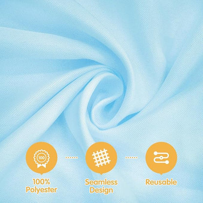 BRILLMAX 6 Pack Light Blue Round Tablecloths 120 Inch - Circle Bulk Linen Polyester Fabric Washable Table Cloth Cover for Wedding Reception Banquet Birthday Party Buffet Restaurant