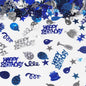 VHUWE Happy Birthday Confetti, 1.6 oz Dark Blue Light Blue Silver Cake Balloon Star Goblet Bottle Glitter Confetti for Boys Girls Kids Women Men Happy Birthday Party Table Decorations Supplies