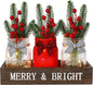 DIYDEC 3PCS Christmas Mason Jars 3*5Inch lighting Painted Xmas Tiered Tray Decorative Jars with Wood Tray &Artificial Flowers Wishing Bottles for Winter Holiday Home Table Centerpiece Decor Gift (Red)