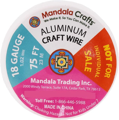 Mandala Crafts 18 Gauge Anodized Aluminum Craft Wire for Jewelry Making - 450 FT Colored Flexible Silver Lavender Purple Pink Ice Blue Turquoise Wire - Bendable for Bonsai Armature Crafting Sculpting
