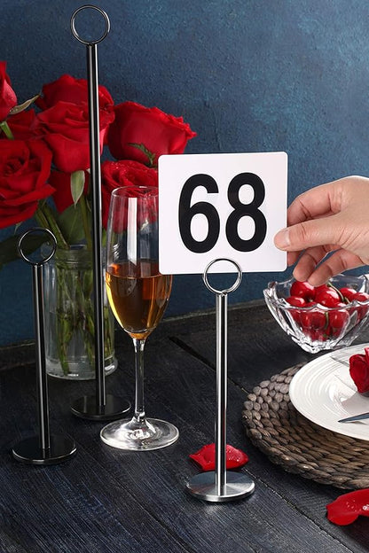 New Star Foodservice 27709 Ring-Clip Table Number Holder/Number Stand/Place Card Holder, 8-Inch, Set of 12, Black Finish