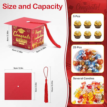 COTOPHER 36 Pack Mini Graduation Cap Gift Boxes with Tassel, Class of 2025 Graduation Candy Boxes Centerpieces for Tables Party Decorations, Small Treat Chocolate Box Graduate Favors Supplies