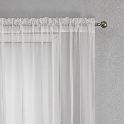 VISIONTEX White Sheer Voile Curtains, Decorative White Embossed Drip Rod Pocket Window Drapes for Home Kitchen, Living Room and Bedroom 54 x 72 Inch, Set of 2 Curtain Panels